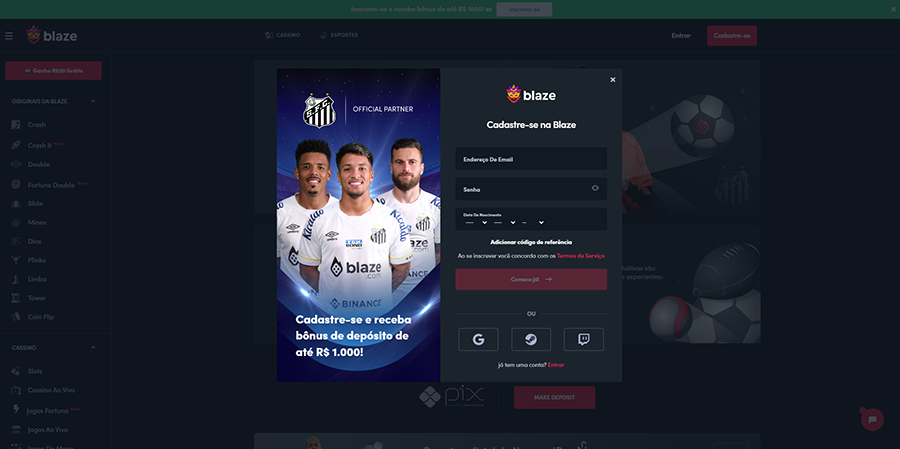 Fortune Tiger Blaze registro